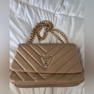 Valentino Orlandi Tan Quilted Chain Bag